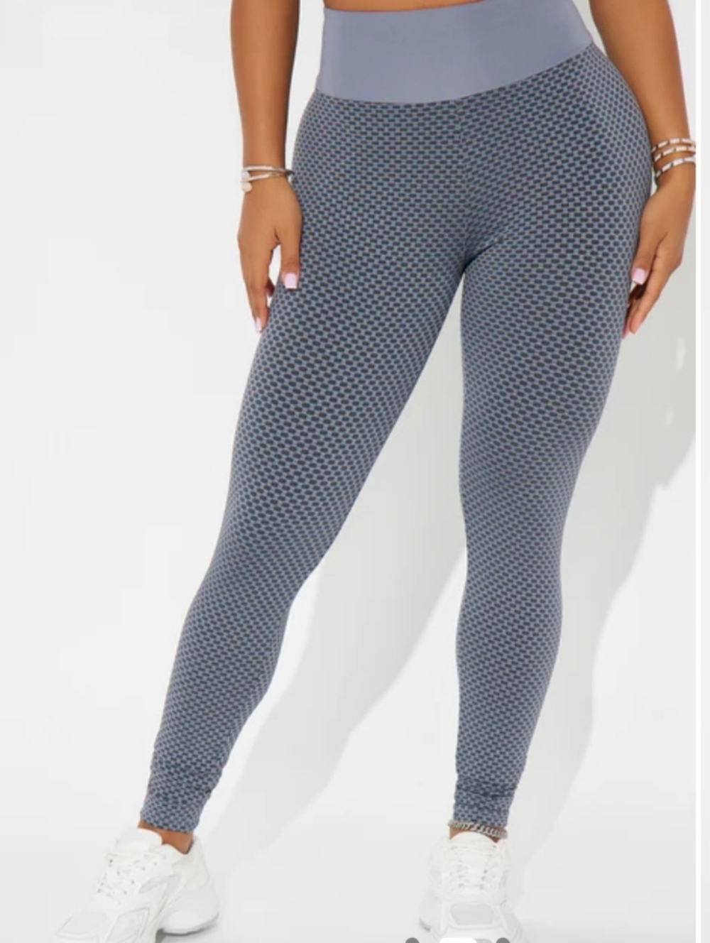 Textured High-Waist Leggings in Slate Gray